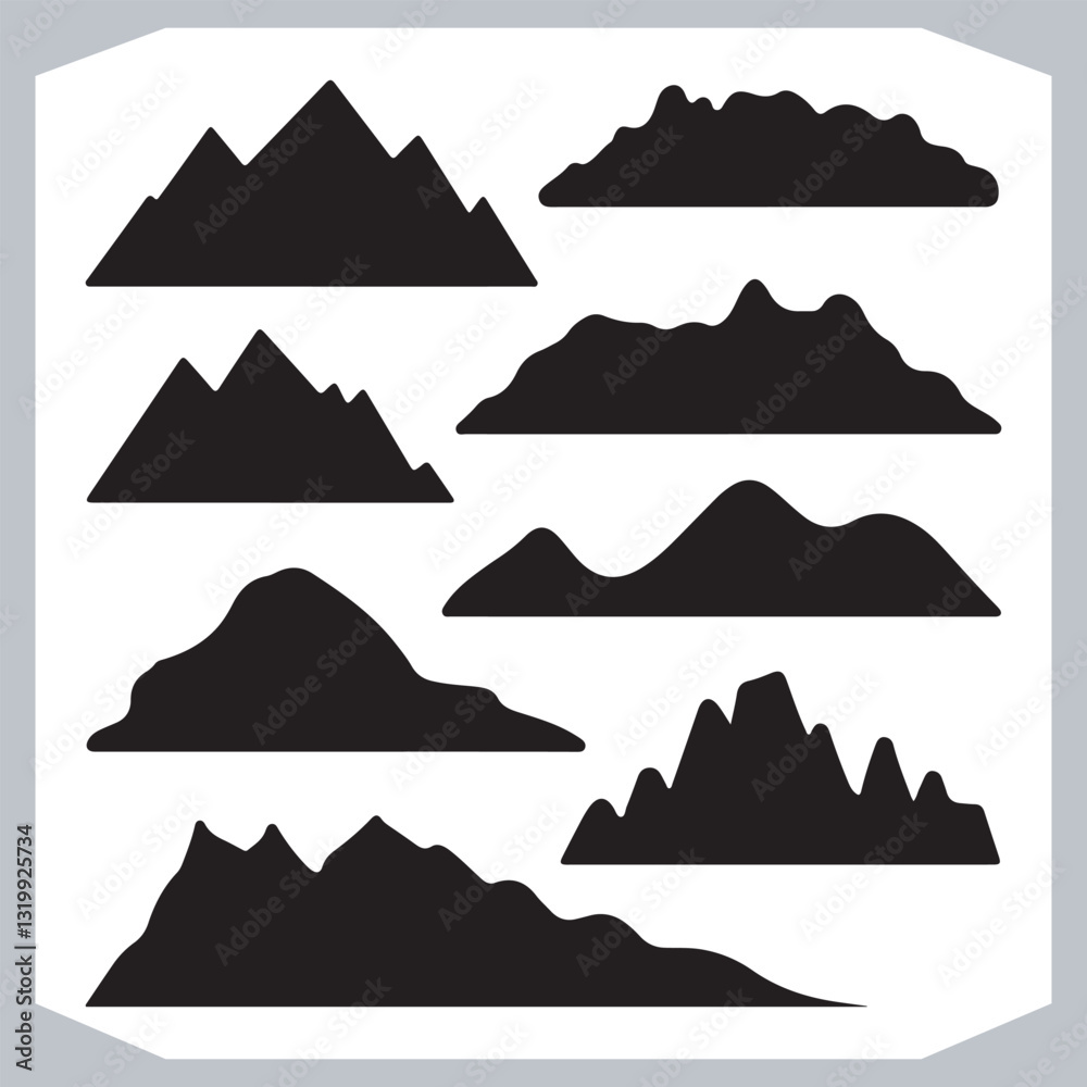 Ultimate Hand Drawn Mountain Silhouette Set for Digital and Print Media