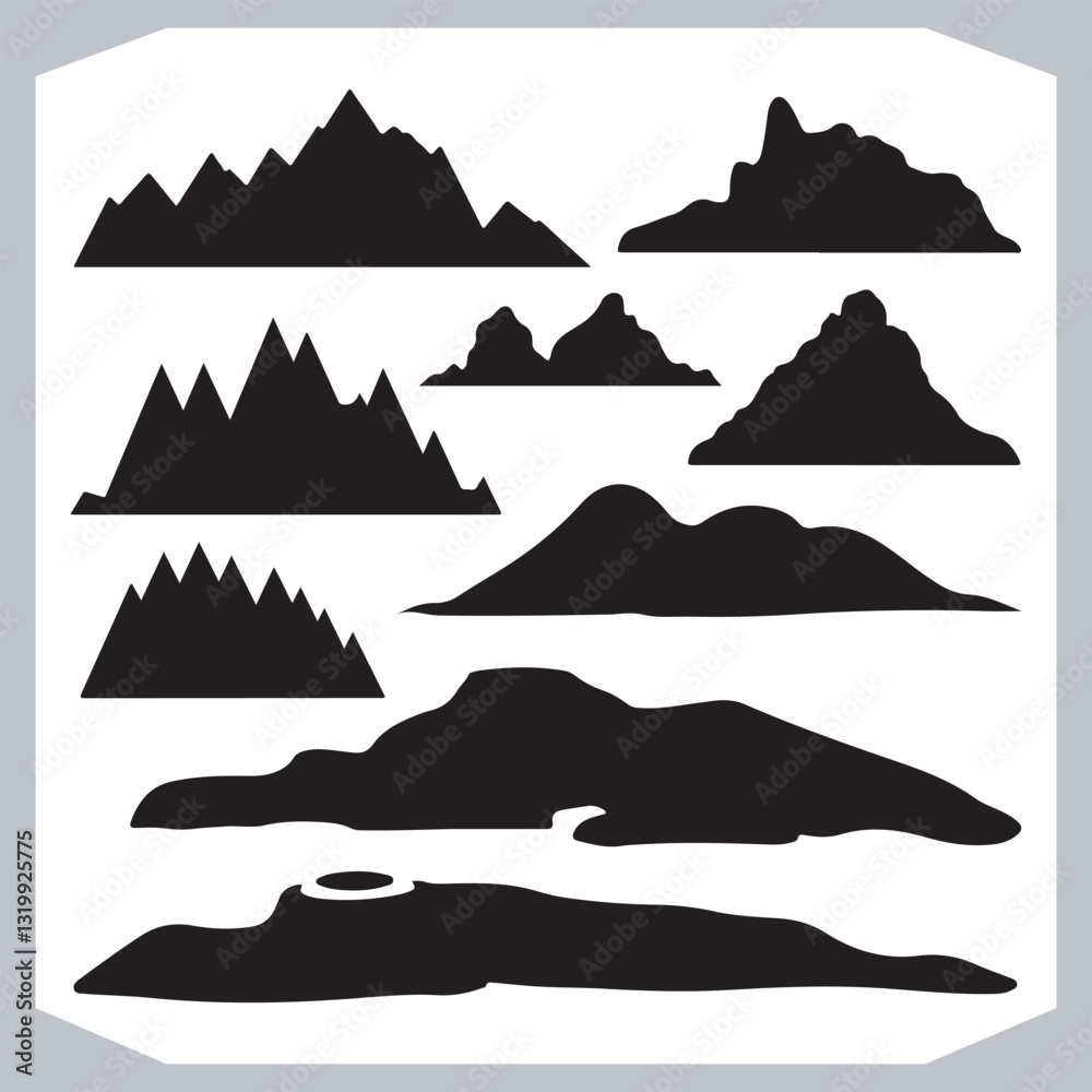 Ultimate Hand Drawn Mountain Silhouette Set for Digital and Print Media
