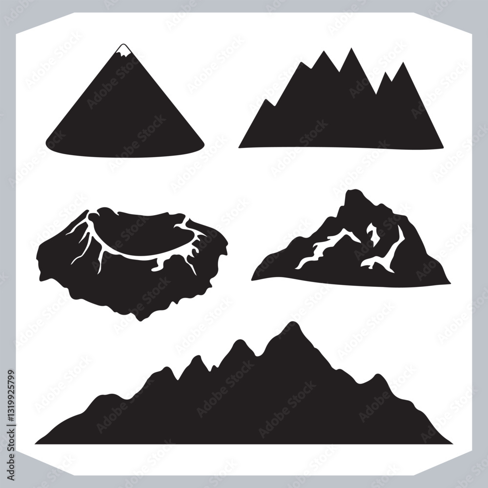 Ultimate Hand Drawn Mountain Silhouette Set for Digital and Print Media