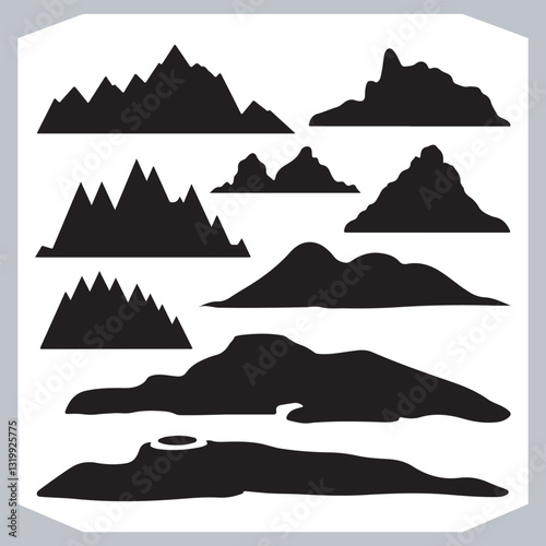 Ultimate Hand Drawn Mountain Silhouette Set for Digital and Print Media