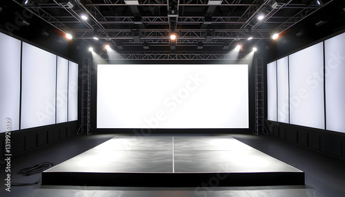 Stage and led blurred screen , with white tonespng
