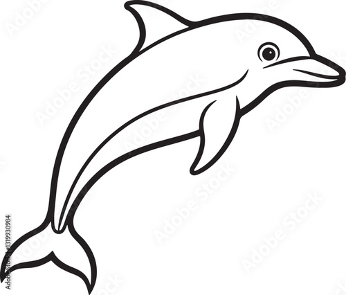 Dolphin Leaping Out of Crystal Blue Ocean Waters – Stunning Wildlife Stock Image photo