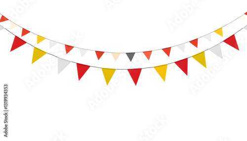 Party flag garland isolated on white background.  Illustration , with white tonespng