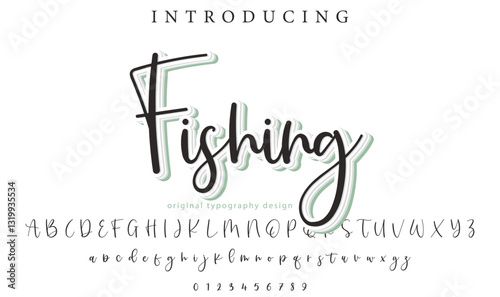 Fishing Font Stylish brush painted an uppercase vector letters, alphabet, typeface