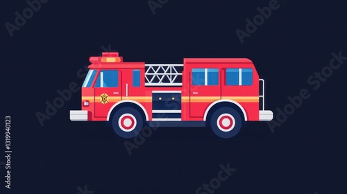 Wallpaper Mural Illustrative Fire Truck Design with Bold Colors and Modern Graphics for Emergency Services Res Torontodigital.ca