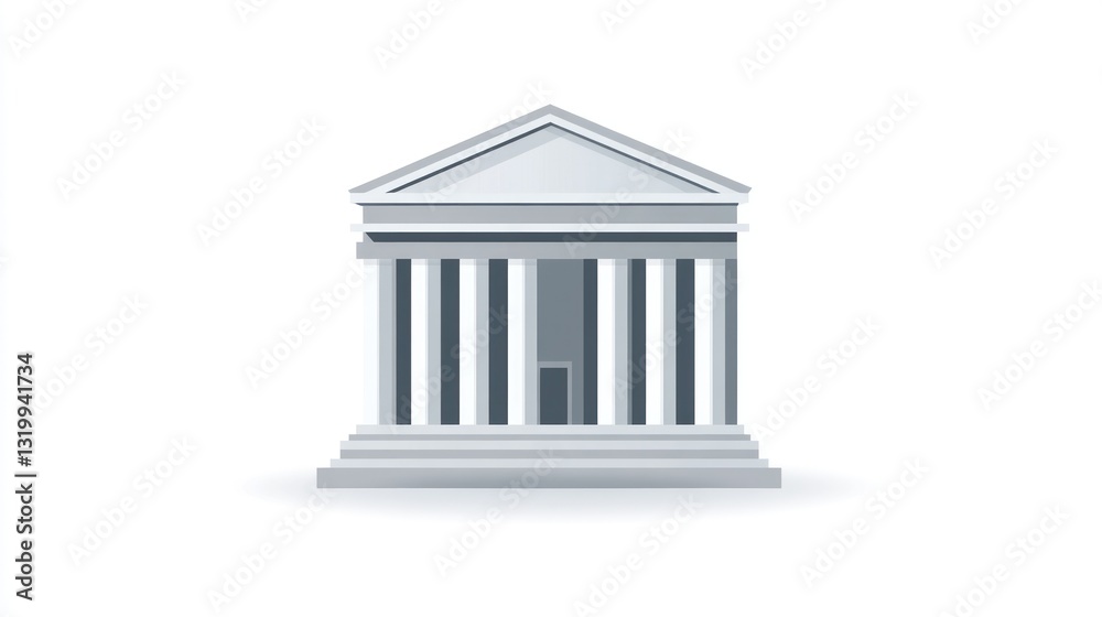 Obraz premium Classical Architecture Illustration with Pillars and Pediment for Design Projects