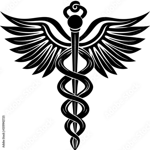 Caduceus Medical Snake Logo Icon Vector - Isolated Symbol for Healthcare & Pharmacy Design, Caduceus medical snake logo icon vector, perfect for healthcare, pharmacy, and hospital branding.