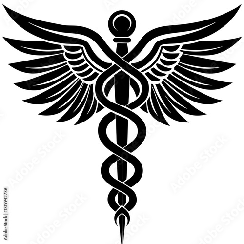 Caduceus Medical Snake Logo Icon Vector - Isolated Symbol for Healthcare & Pharmacy Design, Caduceus medical snake logo icon vector, perfect for healthcare, pharmacy, and hospital branding.