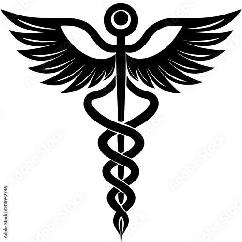Caduceus Medical Snake Logo Icon Vector - Isolated Symbol for Healthcare & Pharmacy Design, Caduceus medical snake logo icon vector, perfect for healthcare, pharmacy, and hospital branding.