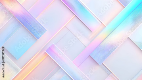 Abstract Geometric Design with Holographic Texture and Light Effect Background