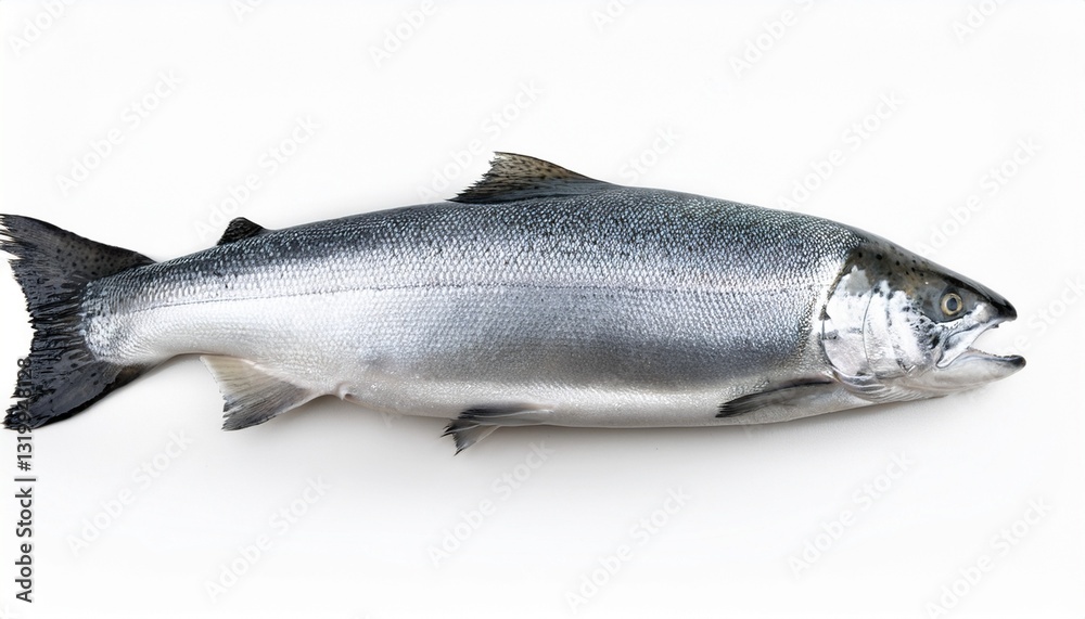 Obraz premium a gray atlantic salmon fish isolated on a white background