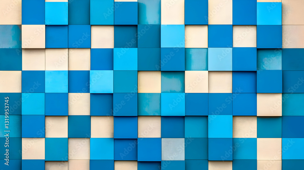 Intricate Mosaic Of Light And Dark Blue Squares On A Textured Beige Background Forming A Pixelated Abstract Design Ideal For Modern Backgrounds Intricate Mosaic Of Light And Dark Blue Squares On A Textured Beige Background Forming A Pixelated Abstract Design Ideal For Modern Backgrounds