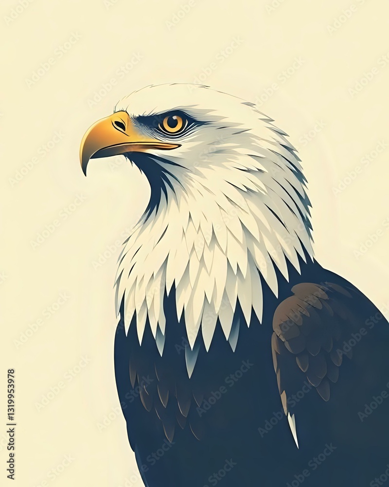 Obraz premium illustration vectorielle du portrait d'une pygargue à tête blanche de profile