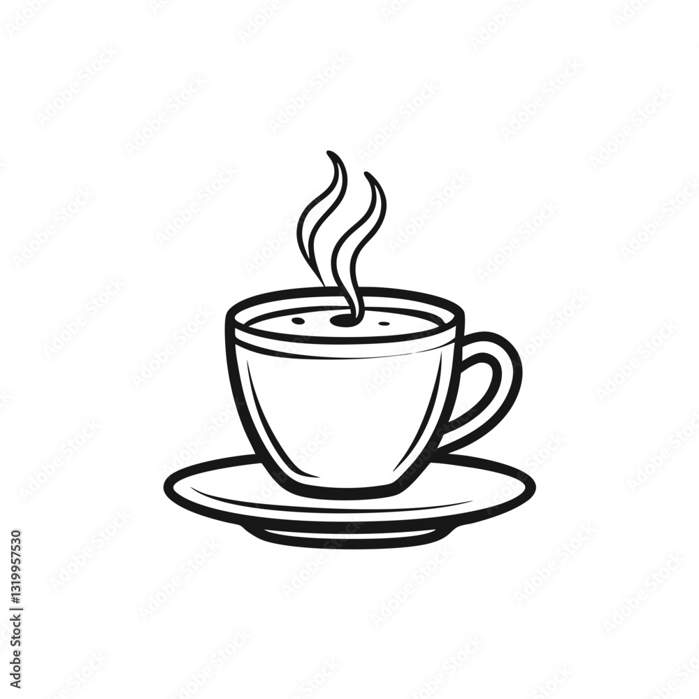 Coffee Cup Icon Vector | Line Art Sign | White Background Illustration | Clipart & Cartoon, Coffee cup icon vector in line art style, perfect for branding, clipart, and minimalist design. Coffee Cup Icon Vector | Line Art Sign | White Background Illustration | Clipart & Cartoon, Coffee cup icon vector in line art style, perfect for branding, clipart, and minimalist design.