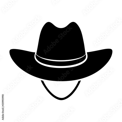 Country Western Cowboy Leather Hat, Texas Sheriff Hat Silhouette Vector Clipart Design, Texas Sheriff Hat silhouette vector design perfect for country western-themed graphics.