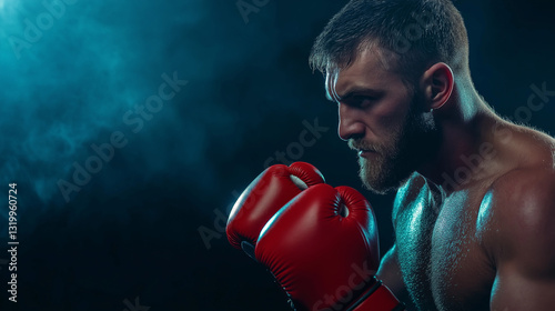 Boxer bereitet sich auf den Wettkampf in der Trainingsarena vor

