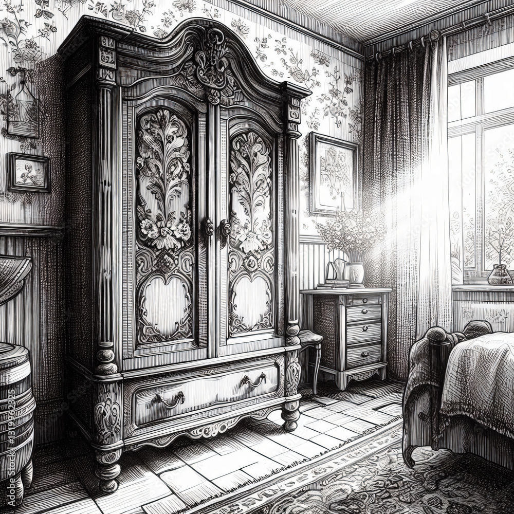 Fototapeta premium vintage room interior with vintage furniture