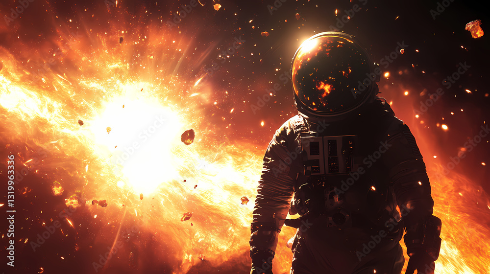 Fototapeta premium astronaut brilliance fiery silhouetted