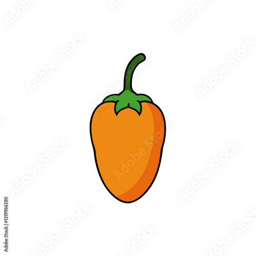 Vector Habanero Illustration - Cartoon, Clipart, and Line Art Design with White Background, High-quality vector habanero design in cartoon, clipart, and line art styles with a white background