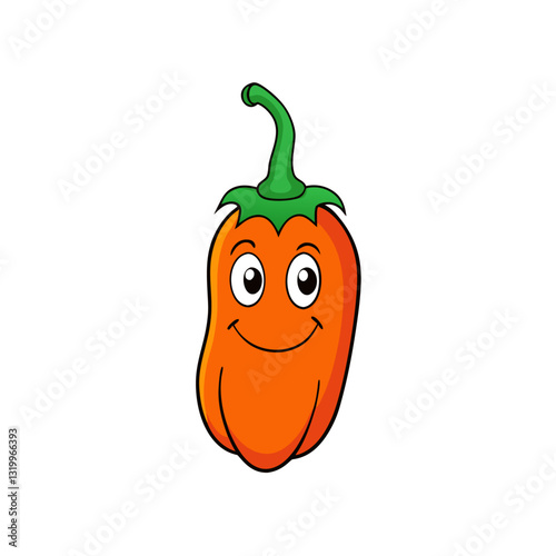 Vector Habanero Illustration - Cartoon, Clipart, and Line Art Design with White Background, High-quality vector habanero design in cartoon, clipart, and line art styles with a white background
