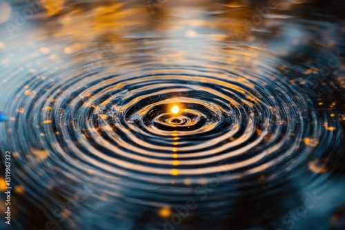 Water ripple with glowing light reflections	