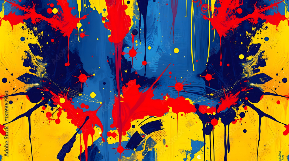 Vibrant Abstract Digital Artwork with Blues, Reds, and Yellows | Dynamic Colorful Design Vibrant Abstract Digital Artwork with Blues, Reds, and Yellows | Dynamic Colorful Design