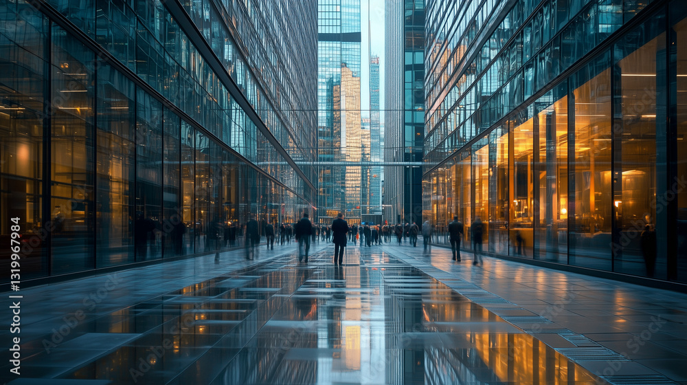 modern building with people walking through it modern building with people walking through it
