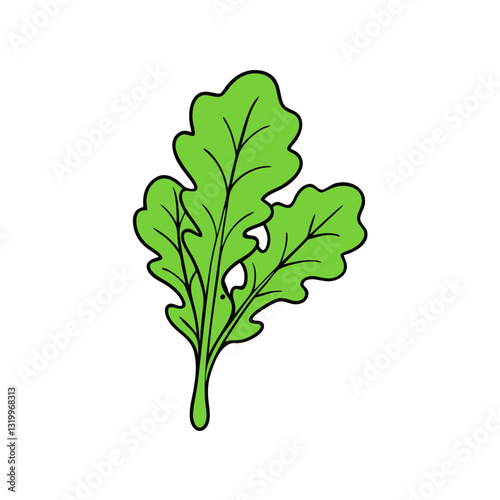 Arugula Vector Silhouette Illustration - White Background, Clipart, Cartoons & Line Art, Arugula vector silhouette design, perfect for healthy food graphics and illustrations.