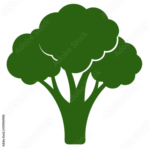 Broccoli Vector Silhouette Illustration - Clipart, Line Art, and Cartoon Design, Vector Broccoli silhouette design for clipart, cartoons, line art, and digital products