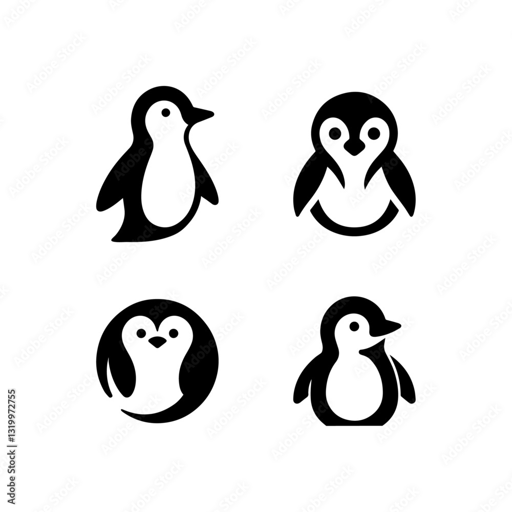 Fototapeta premium Penguin logo black and white