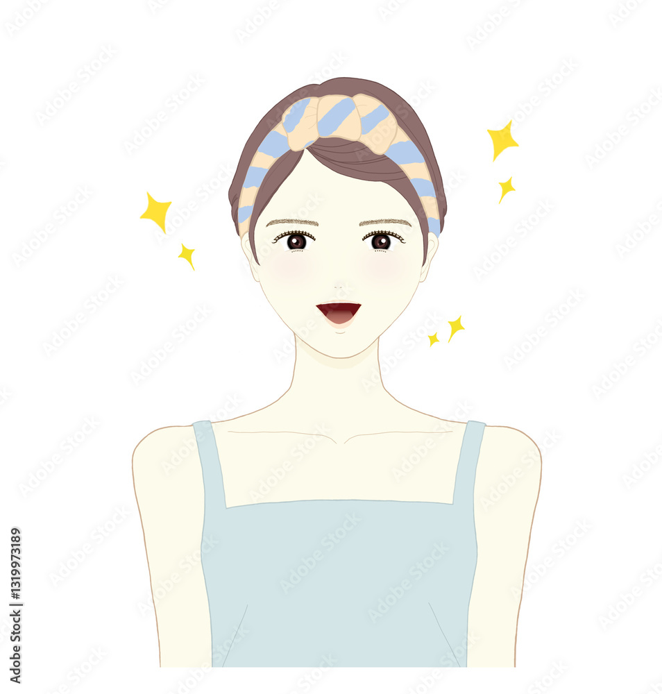 スキンケアでお肌がピカピカになった笑顔の女性 スキンケアでお肌がピカピカになった笑顔の女性