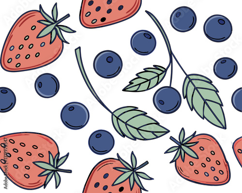 strawberries, seamless looping illustration