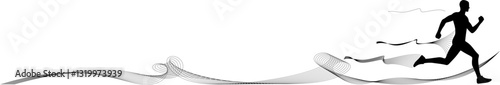 Speed and Motion Concept with Running Figure in Abstract Style,Silhouette of a running man with abstract flowing lines, symbolizing speed, motion, and athleticism in a modern style