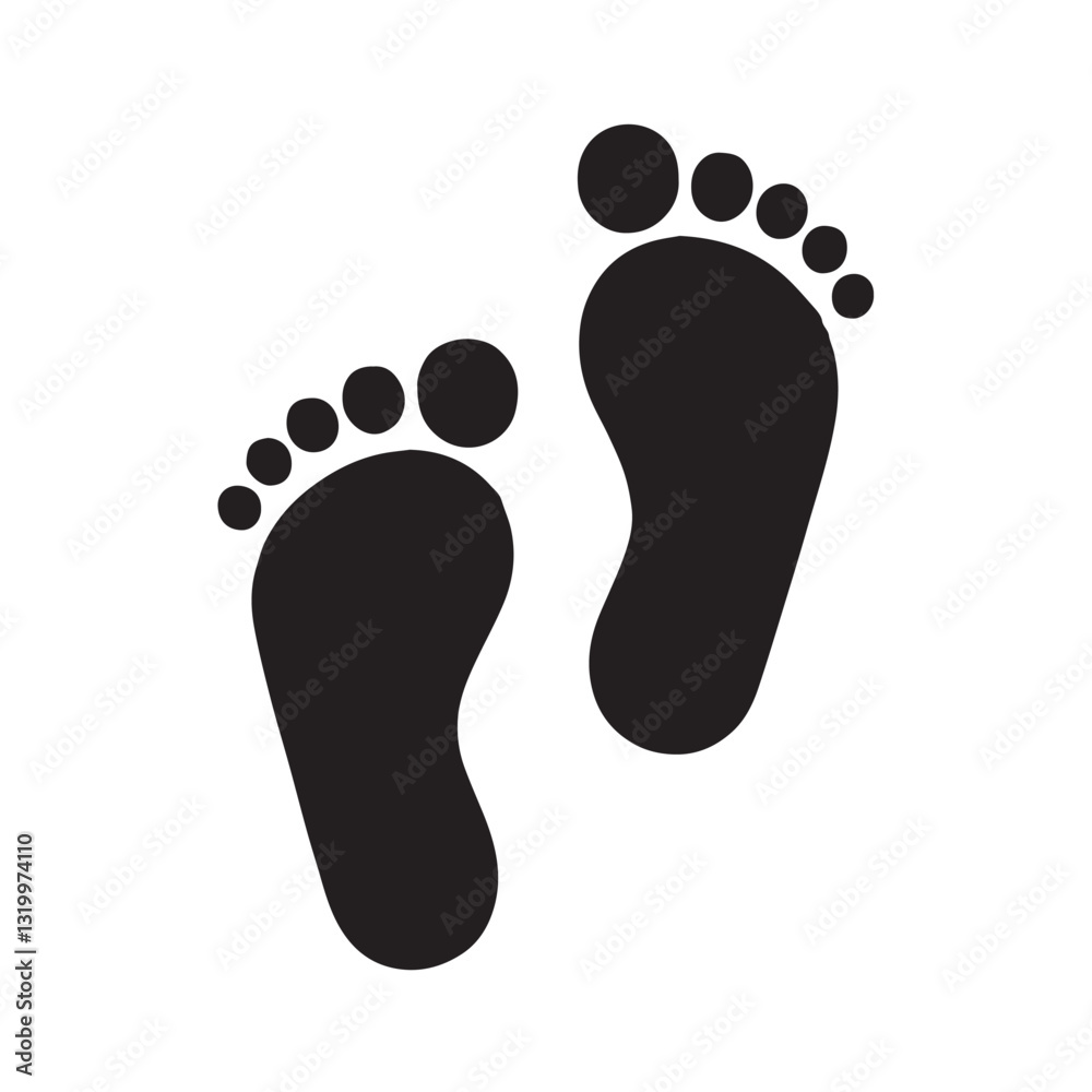 Minimalist black silhouette twin footprints simple elegant design feet icon path steps track human Minimalist black silhouette twin footprints simple elegant design feet icon path steps track human