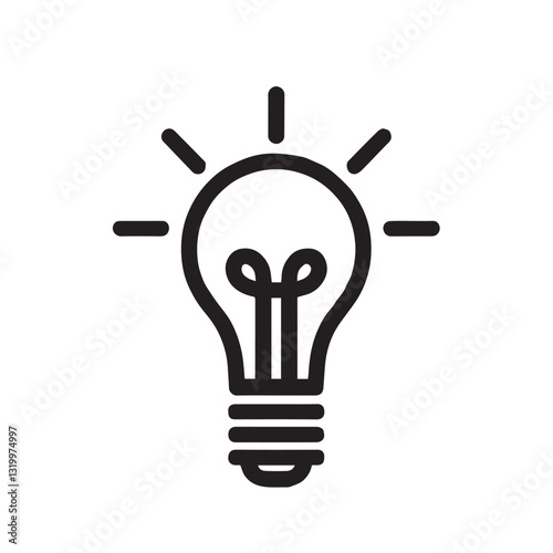 Minimalist black silhouette light bulb rounded glass design idea icon dark lamp power clean energy