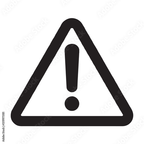 Bold black triangle warning sign minimalist silhouette alert icon risk shape danger hazard symbol