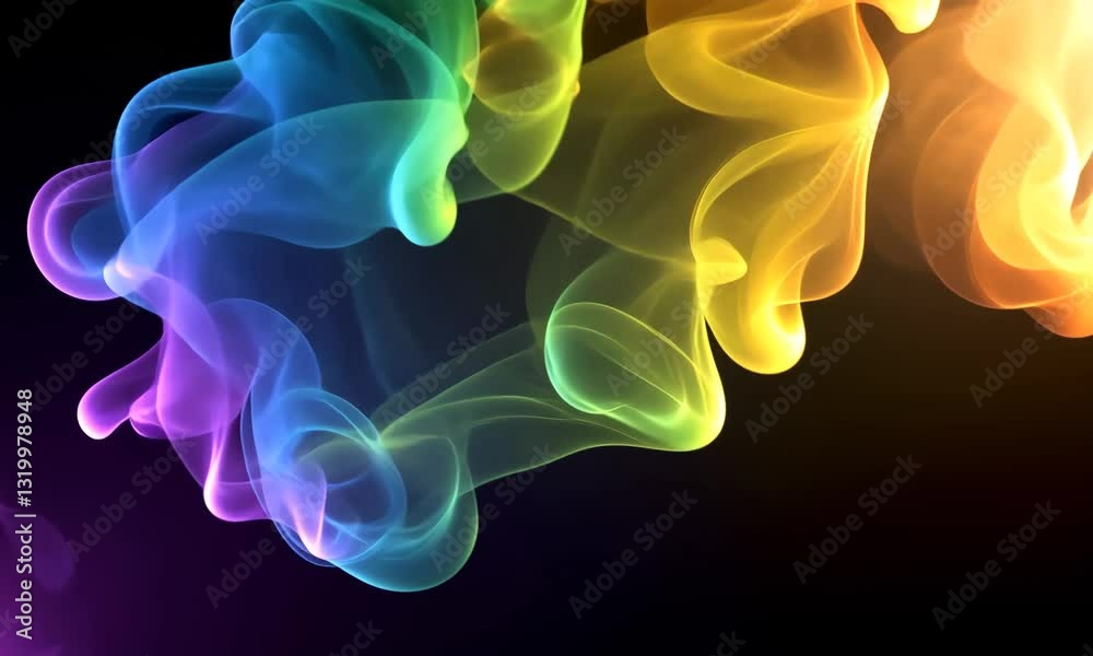 Abstract Colorful Smoke With Rainbow Gradient And Black Background Abstract Colorful Smoke With Rainbow Gradient And Black Background