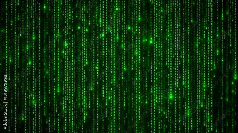 Matrix Code Digital Rain: Green Binary Data Stream Abstract Background, Computer Technology, Cyberpunk Aesthetic Wallpaper Matrix Code Digital Rain: Green Binary Data Stream Abstract Background, Computer Technology, Cyberpunk Aesthetic Wallpaper