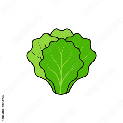 Vector Lettuce Silhouette with White Background – Clipart, Cartoon & Line Art Design, Fresh vector lettuce silhouette design on white background for digital use