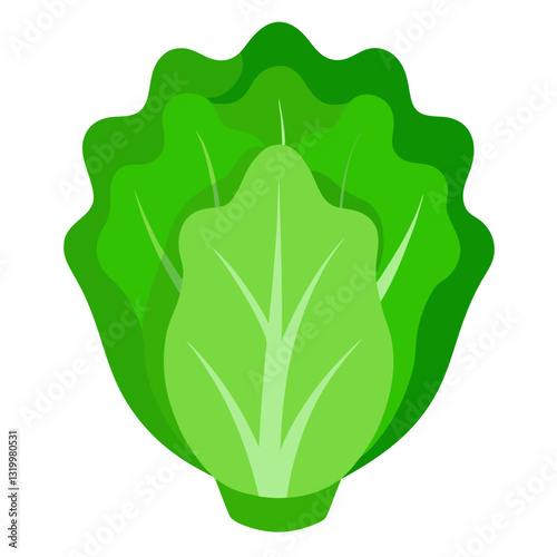 Vector Lettuce Silhouette with White Background – Clipart, Cartoon & Line Art Design, Fresh vector lettuce silhouette design on white background for digital use