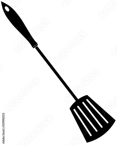 silhouette of slotted spatula with transparent background