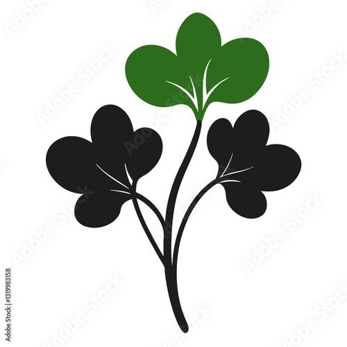 Vector Silhouette of Watercress on White Background - Clipart, Line Art, Cartoons, Vector illustration of watercress silhouette with white background, perfect for designs