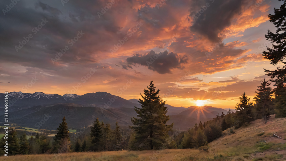 Fototapeta premium sunset in the mountains