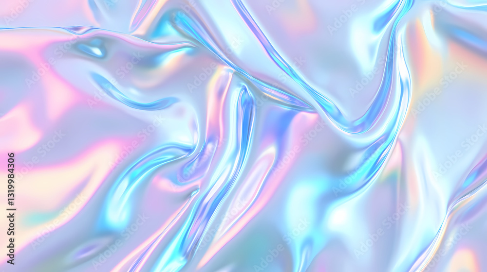Fototapeta premium Silver iridescent, hologram rainbow foil texture background. Frosted Glow. Illustration