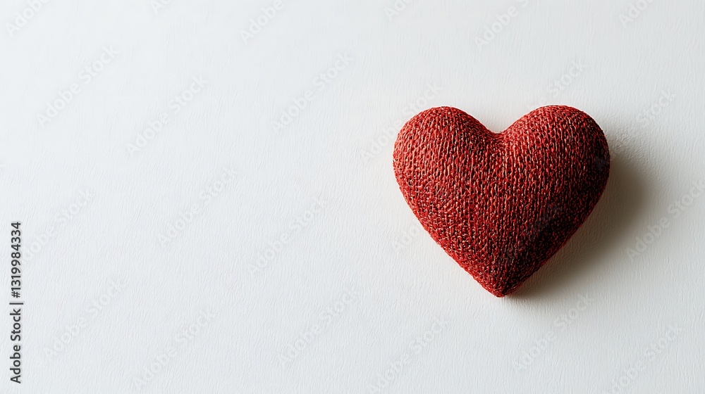 Fototapeta premium Red Heart Fabric Texture Minimalist Background