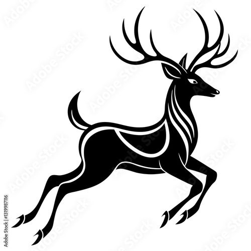 eer Reindeer Vector Illustration with White Background - Cartoons, Clipart & Line Art Design, Creative reindeer vector illustration with a white background, perfect for digital designs. 