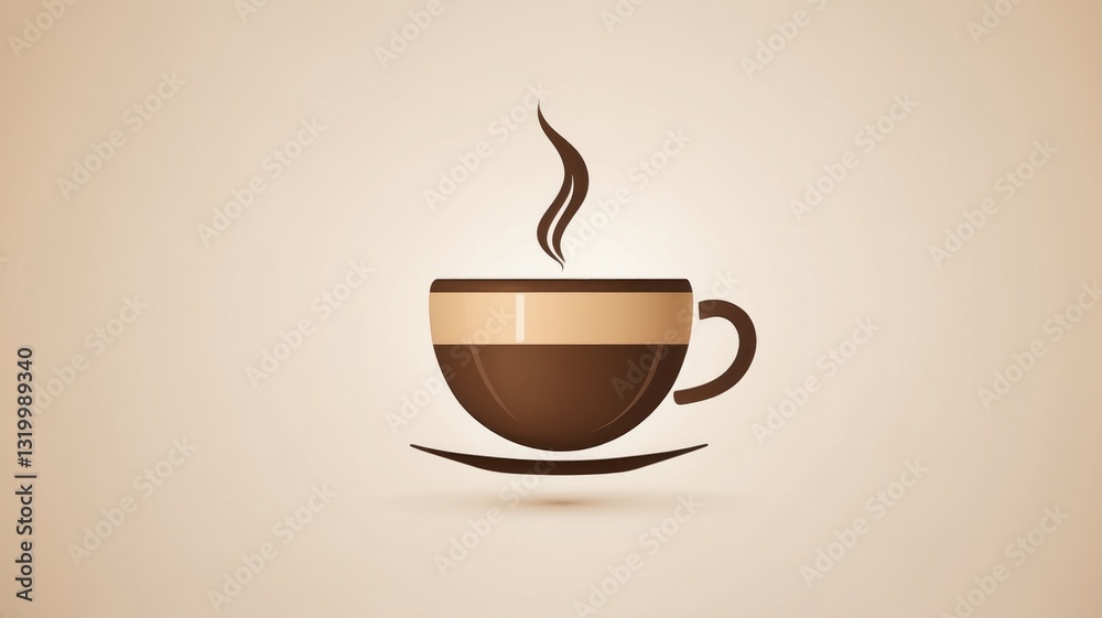 Obraz premium Steaming Coffee Cup Illustration Minimalist Design for Warm Beverages and Relaxation Concepts