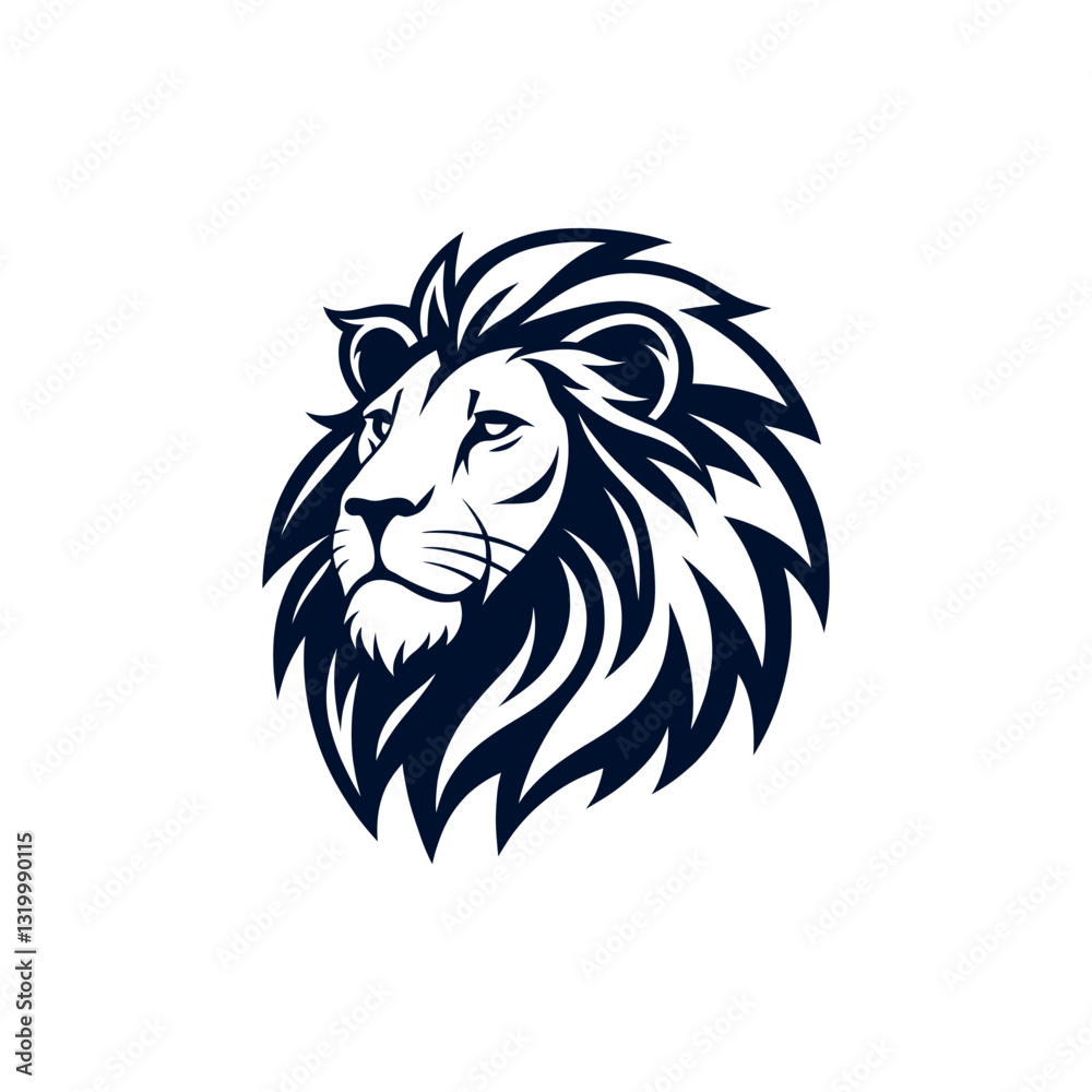 Fototapeta premium lion, lion face silhouette logo vector line art logo design