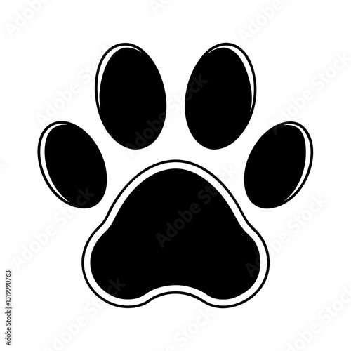 Dog and Cat Paw Print Flat Icon for Animal Apps and Websites – Vector, Cartoon, Clipart, Line Art, Vector dog and cat paw print icons for animal apps and websites, ideal for digital design use 