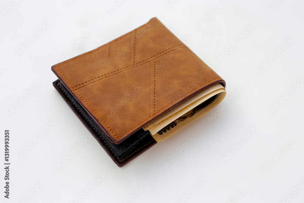 Brown wallet on white background. Brown wallet on white background.
